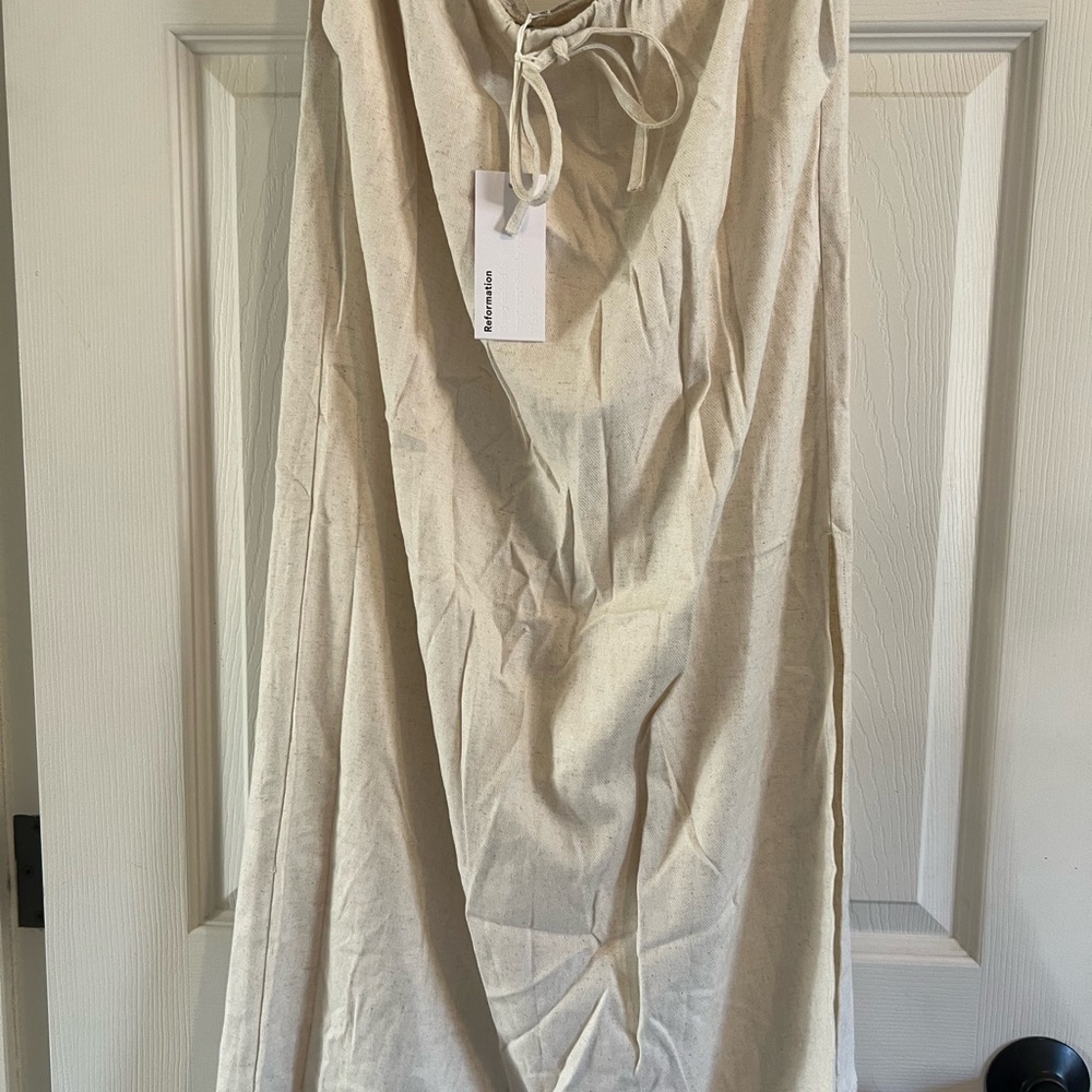 Reformation Elsa Linen Maxi Skirt in Oatmeal NWT